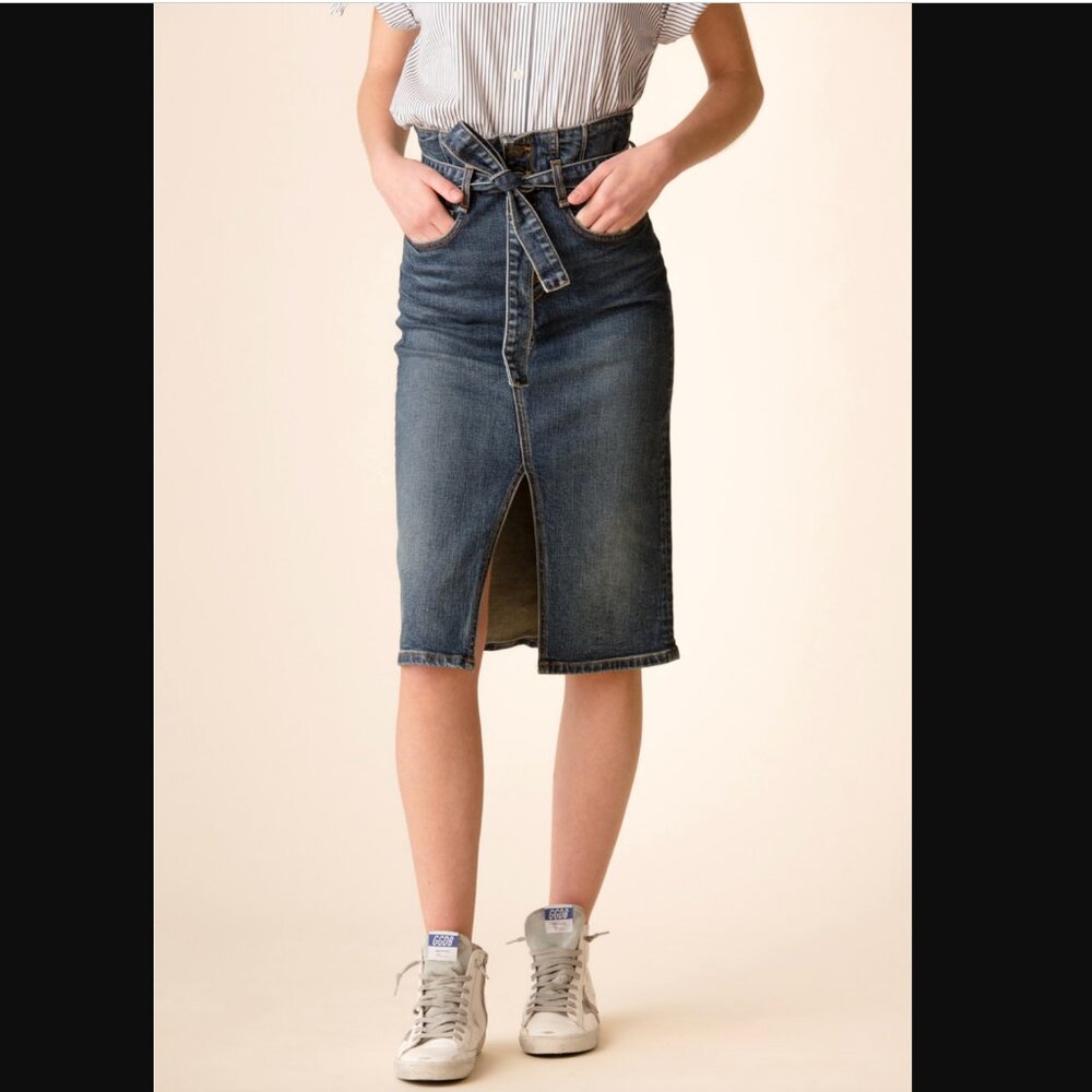 Veronica Beard High Waisted Denton Corset Jean Skirt Size 4
